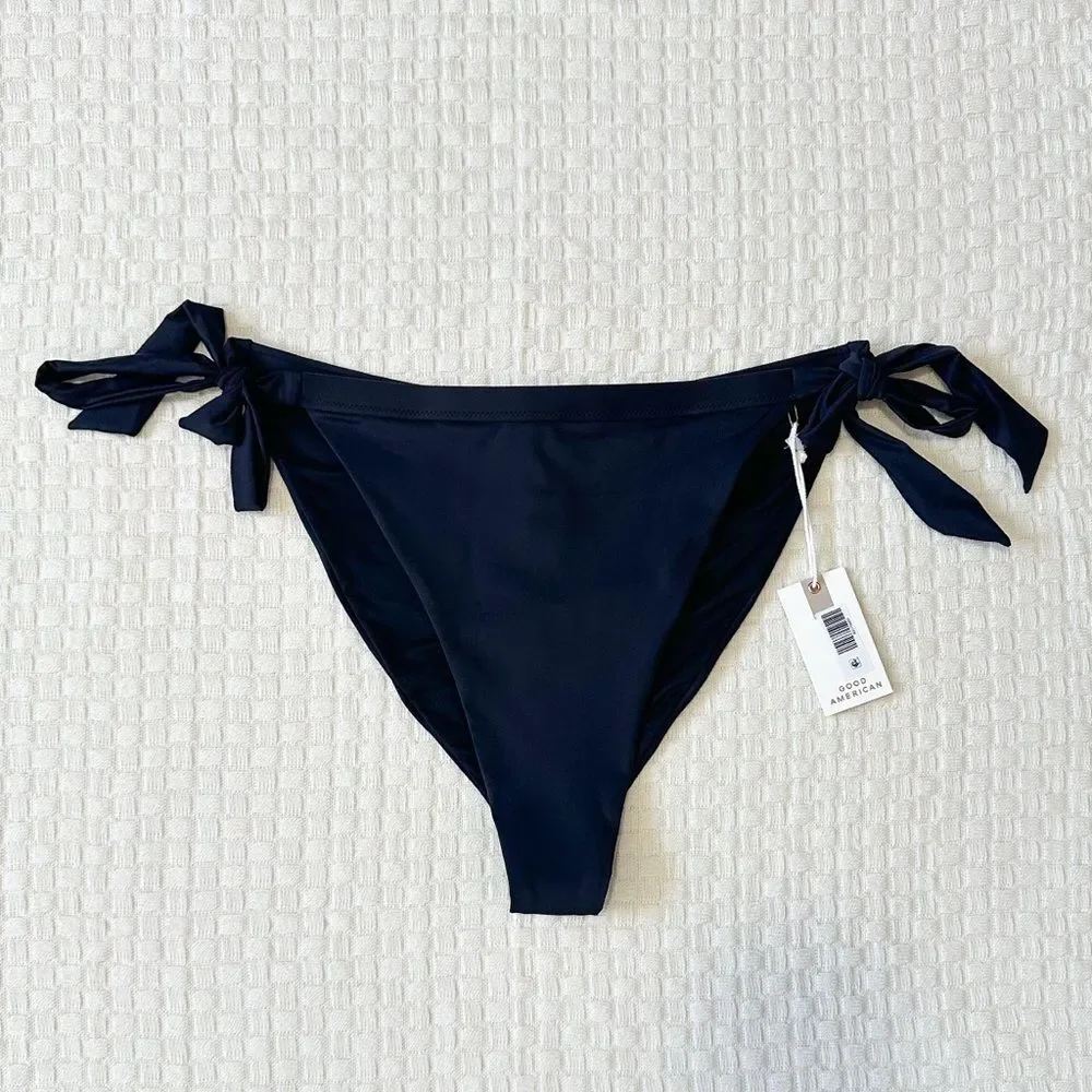 NWT Good American Size 2XL Black Hip Hug Ties at Side Bottom Bikini
